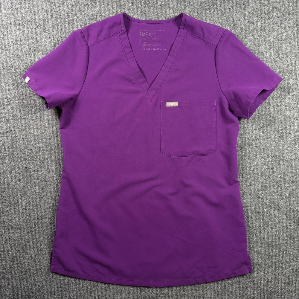 FIGS Scrub Top Womens XS Purple Casma V-Neck Single Pocket FIONx FW1000